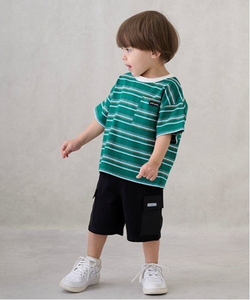 petit main（プティマイン）の「ポケットつきカットハーフパンツ（スウェットパンツ・キッズ・ブルー/ブラック/キナリ・80ｃｍ/90cm/110cm/130cm/100cm/120cm）」の7枚目の写真