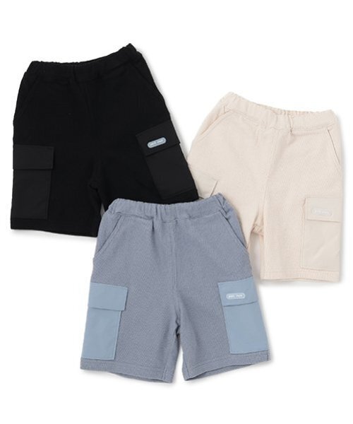 petit main（プティマイン）の「ポケットつきカットハーフパンツ（スウェットパンツ・キッズ・ブルー/ブラック/キナリ・80ｃｍ/90cm/110cm/130cm/100cm/120cm）」の15枚目の写真