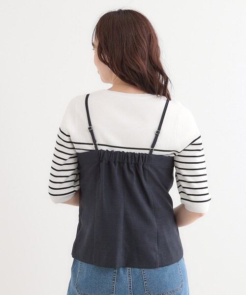 DRESKIP（ドレスキップ）の「【セットアップ可】コーデが華やぐ 大人の麻調キャミビスチェ（ベスト・レディース・ナチュラル/ネイビー/グリーン系・01/02/03/04）」の5枚目の写真