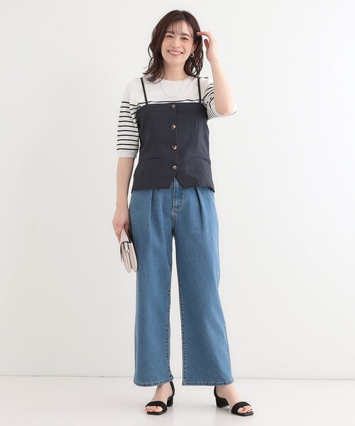 DRESKIP（ドレスキップ）の「【セットアップ可】コーデが華やぐ 大人の麻調キャミビスチェ（ベスト・レディース・ナチュラル/ネイビー/グリーン系・01/02/03/04）」の6枚目の写真