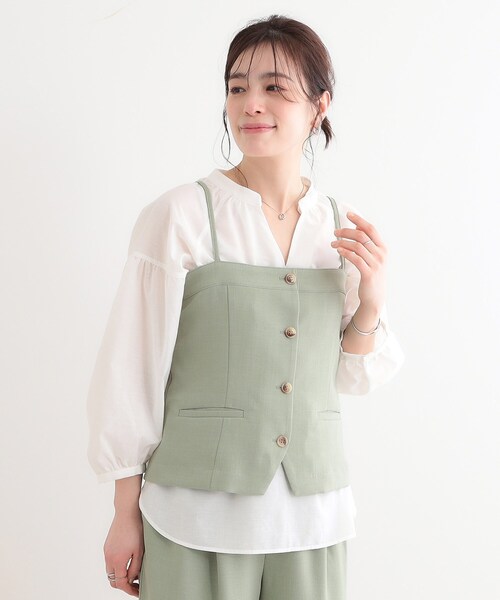 DRESKIP（ドレスキップ）の「【セットアップ可】コーデが華やぐ 大人の麻調キャミビスチェ（ベスト・レディース・ナチュラル/ネイビー/グリーン系・01/02/03/04）」の13枚目の写真