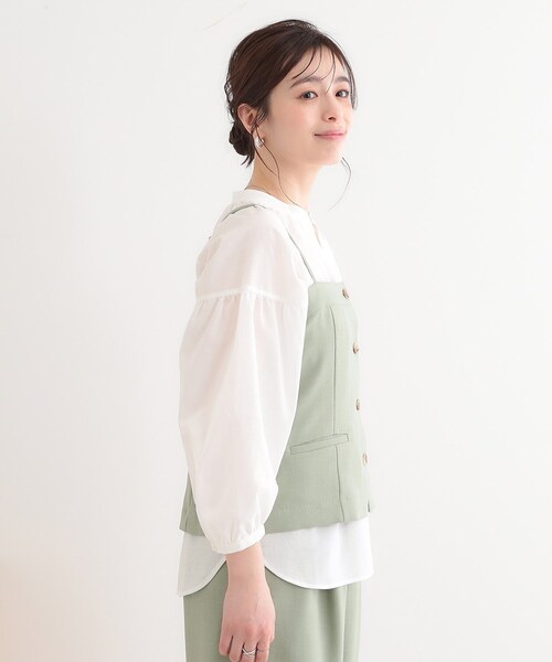 DRESKIP（ドレスキップ）の「【セットアップ可】コーデが華やぐ 大人の麻調キャミビスチェ（ベスト・レディース・ナチュラル/ネイビー/グリーン系・01/02/03/04）」の14枚目の写真