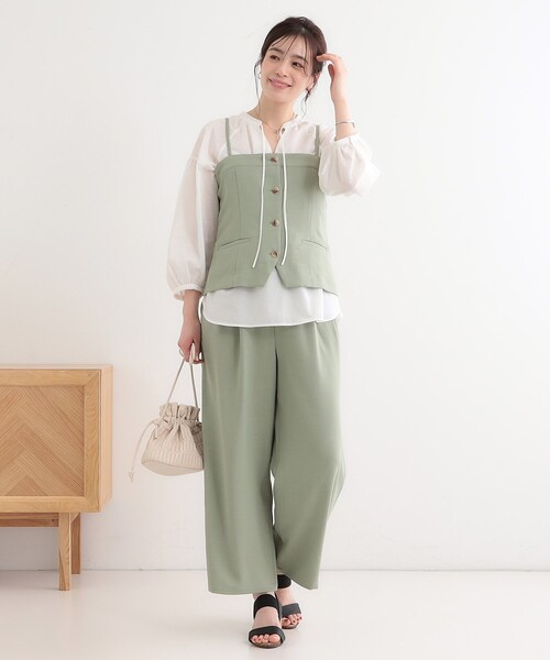 DRESKIP（ドレスキップ）の「【セットアップ可】コーデが華やぐ 大人の麻調キャミビスチェ（ベスト・レディース・ナチュラル/ネイビー/グリーン系・01/02/03/04）」の15枚目の写真