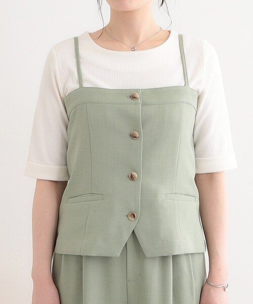 DRESKIP（ドレスキップ）の「【セットアップ可】コーデが華やぐ 大人の麻調キャミビスチェ（ベスト・レディース・ナチュラル/ネイビー/グリーン系・01/02/03/04）」の17枚目の写真