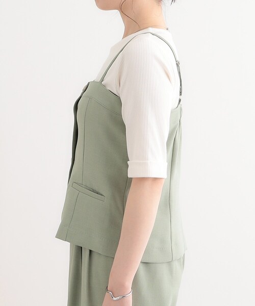 DRESKIP（ドレスキップ）の「【セットアップ可】コーデが華やぐ 大人の麻調キャミビスチェ（ベスト・レディース・ナチュラル/ネイビー/グリーン系・01/02/03/04）」の18枚目の写真