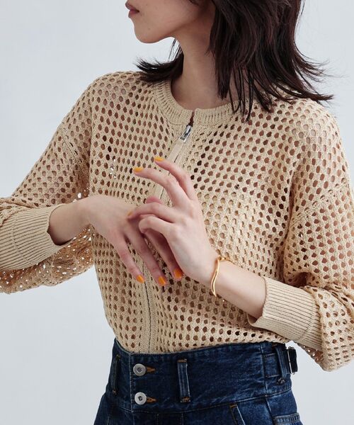 GALLEST（ギャレスト）の「透かし編みニットカーディガン（カーディガン/ボレロ・レディース・ホワイト/ブラック/ナチュラル・38）」の11枚目の写真