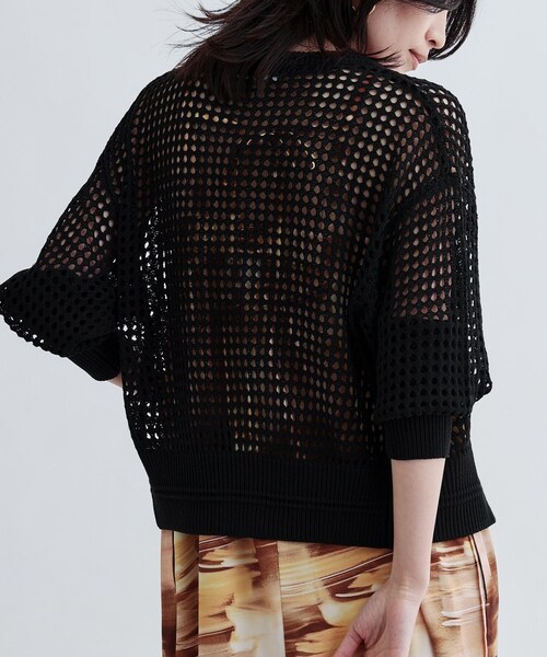 GALLEST（ギャレスト）の「透かし編みニットカーディガン（カーディガン/ボレロ・レディース・ホワイト/ブラック/ナチュラル・38）」の15枚目の写真