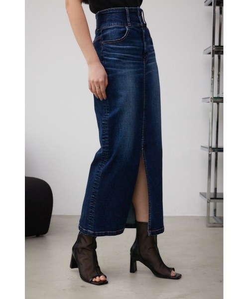 AZUL by moussy（アズールバイマウジー）の「AZUL DENIM ハイウエストスカート（デニムスカート・レディース・ブラック/ダークブルー・X-SMALL/SMALL/MEDIUM/LARGE）」の13枚目の写真