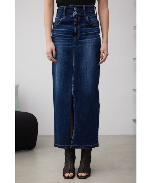AZUL by moussy（アズールバイマウジー）の「AZUL DENIM ハイウエストスカート（デニムスカート・レディース・ブラック/ダークブルー・X-SMALL/SMALL/MEDIUM/LARGE）」の16枚目の写真