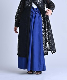 ベルト付きナイロンワイドパンツ