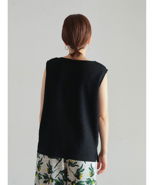 FIL DE FER（フィルデフェール）の「デザインリブボーダー　ボートネックノースリ（Tシャツ/カットソー・レディース・ブラック/カーキ・FREE）」の13枚目の写真