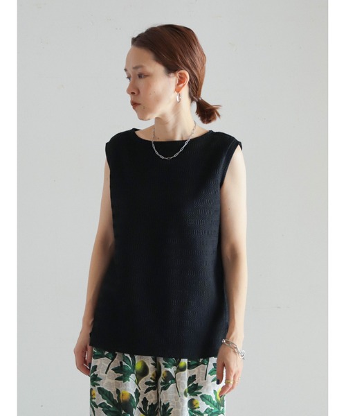 FIL DE FER（フィルデフェール）の「デザインリブボーダー　ボートネックノースリ（Tシャツ/カットソー・レディース・ブラック/カーキ・FREE）」の14枚目の写真