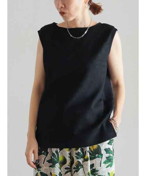 FIL DE FER（フィルデフェール）の「デザインリブボーダー　ボートネックノースリ（Tシャツ/カットソー・レディース・ブラック/カーキ・FREE）」の11枚目の写真