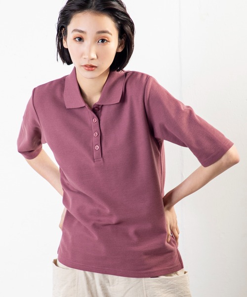 MILLION CARATS(ミリオンカラッツ)の「品よく見えて動きやすい、毎日着たくなる大人のための5分袖ポロトップス(ポロシャツ・レディース・ネイビー/パープル/ピンク/オフホワイト/グレー/ブラック・MEDIUM/LARGE/XL)」の2枚目の写真