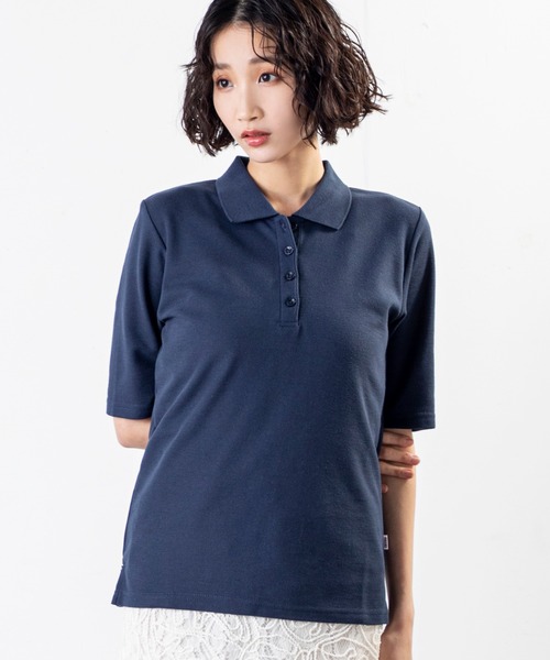 MILLION CARATS(ミリオンカラッツ)の「品よく見えて動きやすい、毎日着たくなる大人のための5分袖ポロトップス(ポロシャツ・レディース・ネイビー/パープル/ピンク/オフホワイト/グレー/ブラック・MEDIUM/LARGE/XL)」の5枚目の写真
