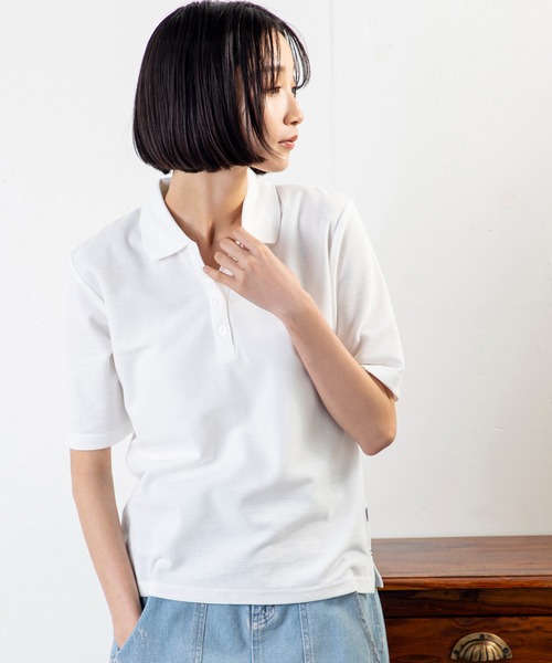 MILLION CARATS(ミリオンカラッツ)の「品よく見えて動きやすい、毎日着たくなる大人のための5分袖ポロトップス(ポロシャツ・レディース・ネイビー/パープル/ピンク/オフホワイト/グレー/ブラック・MEDIUM/LARGE/XL)」の9枚目の写真