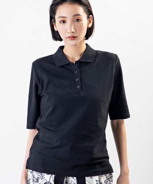 MILLION CARATS(ミリオンカラッツ)の「品よく見えて動きやすい、毎日着たくなる大人のための5分袖ポロトップス(ポロシャツ・レディース・ネイビー/パープル/ピンク/オフホワイト/グレー/ブラック・MEDIUM/LARGE/XL)」の13枚目の写真