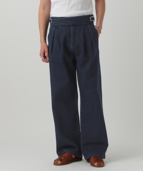 【LURAKU】two tuck wide straight slacks LURAKU スラックス 「LURAKU」two tuck wide straight slacks