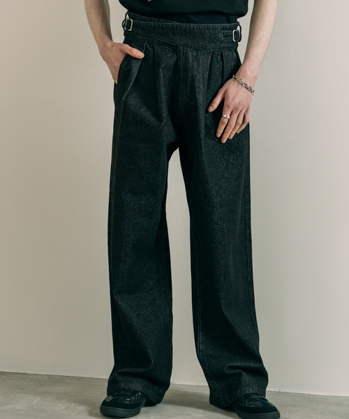 LURAKU（ルラク）の「【LURAKU】Two Tuck Wide Straight Gurkha Denim - 2タックワイドストレートグルカデニム（デニムパンツ・メンズ・ネイビー/ブラック・L/M）」の5枚目の写真