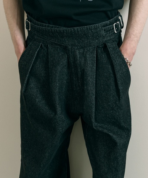 LURAKU（ルラク）の「【LURAKU】Two Tuck Wide Straight Gurkha Denim - 2タックワイドストレートグルカデニム（デニムパンツ・メンズ・ネイビー/ブラック・L/M）」の7枚目の写真