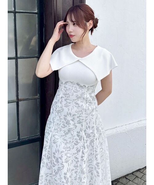 dazzlin（ダズリン）の「オパールフラワーコルセットワンピース（ワンピース・レディース・グレー/ネイビー/オフホワイト・SMALL/X-SMALL/MEDIUM）」の7枚目の写真