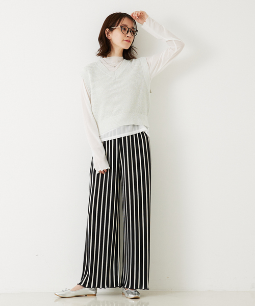 abahouse mavie（アバハウスマヴィ）の「片畦ノースリーブ2WAYニット/夏服（ニット/セーター・レディース・レッド/ホワイト/ブラック・フリー）」の8枚目の写真