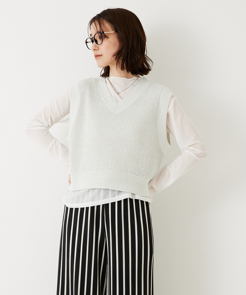 abahouse mavie（アバハウスマヴィ）の「片畦ノースリーブ2WAYニット/夏服（ニット/セーター・レディース・レッド/ホワイト/ブラック・フリー）」の9枚目の写真