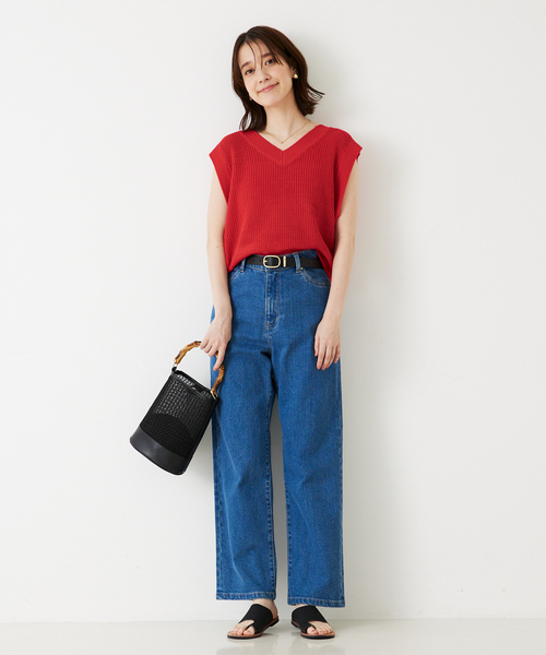 abahouse mavie（アバハウスマヴィ）の「片畦ノースリーブ2WAYニット/夏服（ニット/セーター・レディース・レッド/ホワイト/ブラック・フリー）」の11枚目の写真