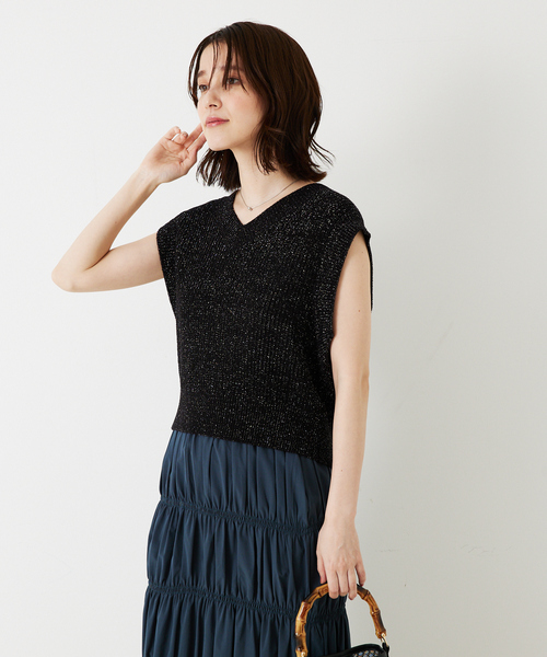 abahouse mavie（アバハウスマヴィ）の「片畦ノースリーブ2WAYニット/夏服（ニット/セーター・レディース・レッド/ホワイト/ブラック・フリー）」の18枚目の写真