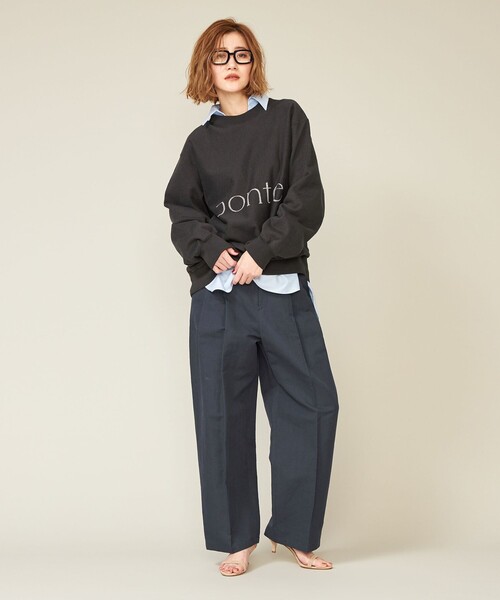 le.coeur blanc｜ヘリンボーンタックワイドパンツ | Rakuten