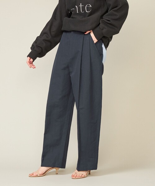 conte ヘリンボーン　タックワイドパンツ セール】＜conte＞ヘリンボーン タック ワイドパンツ（その他