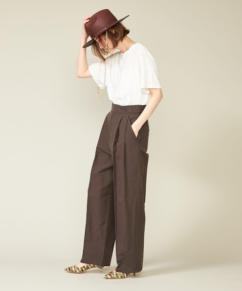セール】＜conte＞ヘリンボーン タック ワイドパンツ（その他