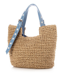 cache cache | カシュカシュ cachecache / ドット刺繍ハンドル手編みトート(かごバッグ)