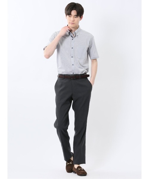 m.f.editorial(エムエフエディトリアル)の「【接触冷感 吸汗速乾 ストレッチ】タカキュー リネン混 ノータック ビジネス パンツ(スラックス・メンズ・グレー系その他2/ネイビー・LARGE/MEDIUM)」の14枚目の写真