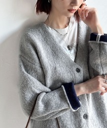 classicalelf(クラシカルエルフ)の袖先から薫る。こなれ感たっぷりのこっくり配色。Wフェイス裏配色Vネックカーディガン(カーディガン/ボレロ)