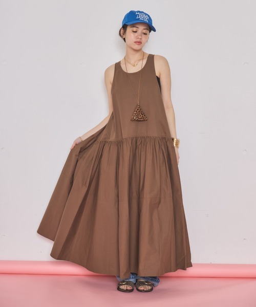 MIRROR STOKE（ミラーストーク）の「【ZOZO限定】SLEEVELESS TIERED ONEPIECE/スリーブレスティアードワンピース（ワンピース・レディース・ブラック/ブラウン・MEDIUM）」の22枚目の写真