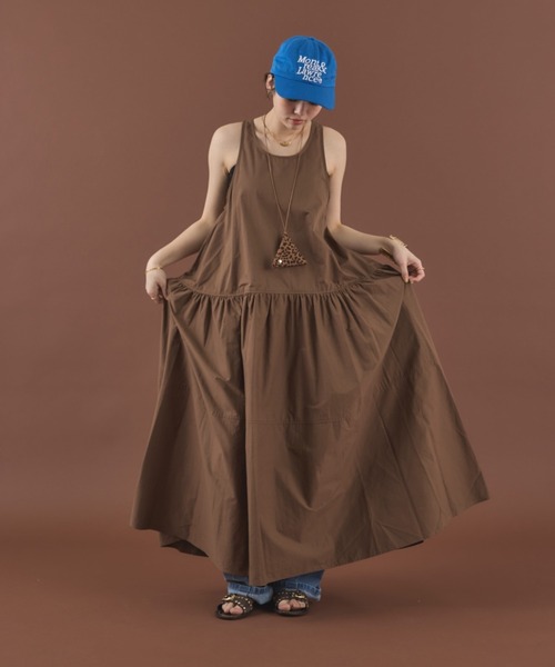 MIRROR STOKE（ミラーストーク）の「【ZOZO限定】SLEEVELESS TIERED ONEPIECE/スリーブレスティアードワンピース（ワンピース・レディース・ブラック/ブラウン・MEDIUM）」の17枚目の写真