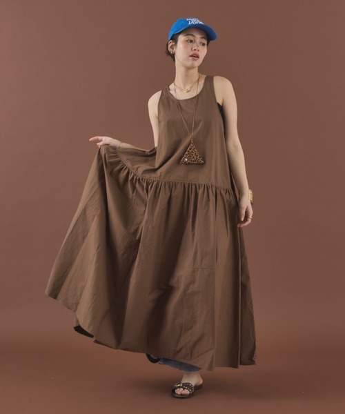 MIRROR STOKE（ミラーストーク）の「【ZOZO限定】SLEEVELESS TIERED ONEPIECE/スリーブレスティアードワンピース（ワンピース・レディース・ブラック/ブラウン・MEDIUM）」の18枚目の写真