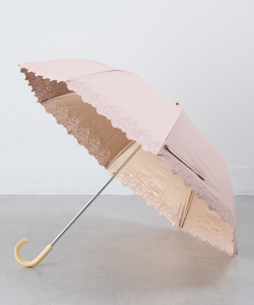 SETUP7】PUフラワーラメ刺繍トップレス UVカット 晴雨兼用 折りたたみ