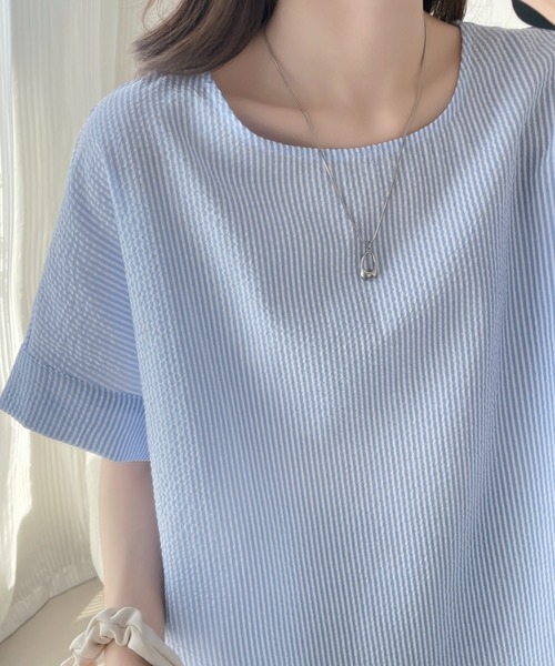 ABITOKYO(アビトーキョー)の「フレンチスリーブストライプブラウス(シャツ/ブラウス・レディース・ブルー/パープル/ブラック・XL/L/M)」の20枚目の写真