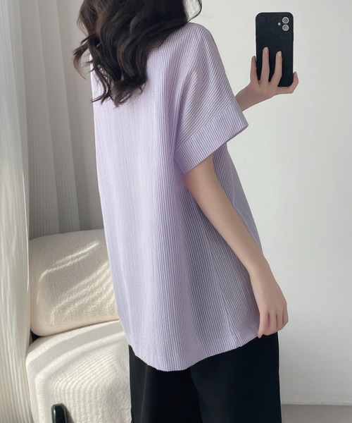 ABITOKYO(アビトーキョー)の「フレンチスリーブストライプブラウス(シャツ/ブラウス・レディース・ブルー/パープル/ブラック・XL/L/M)」の15枚目の写真