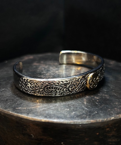 4E6 アラベスク 唐草模様 鳥 シルバーデザインバングル（バングル