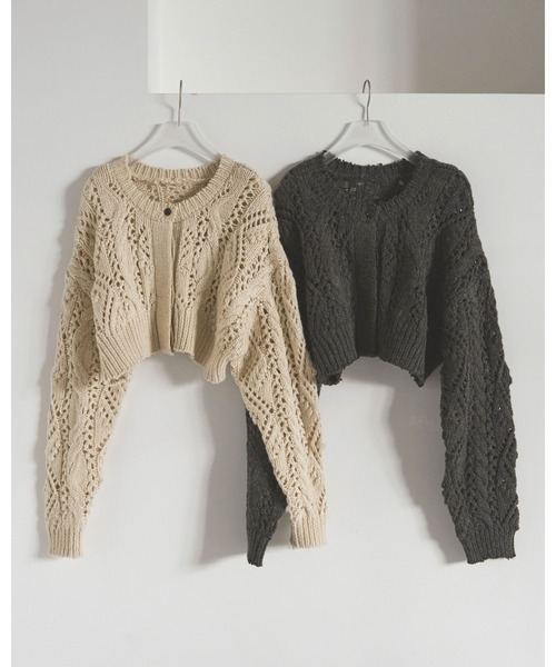 トップス anuke cable knit cardigan anuke（アンヌーク）の「Cable Knit Cardigan（カーディガン