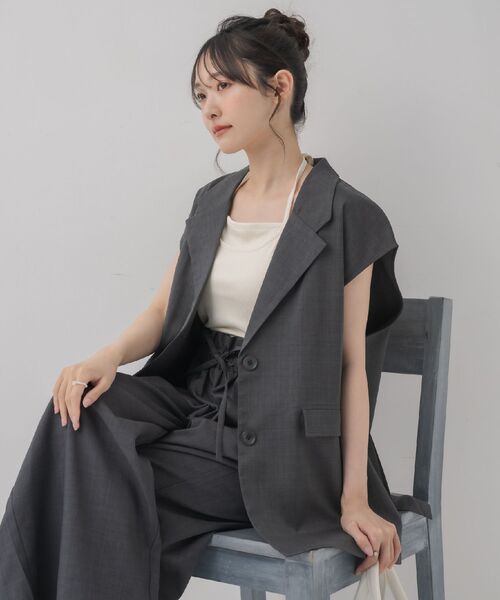 RETRO GIRL（レトロガール）の「テーラードベスト（ベスト・レディース・ナチュラル/ダークグレー/ベージュ・FREE）」の4枚目の写真