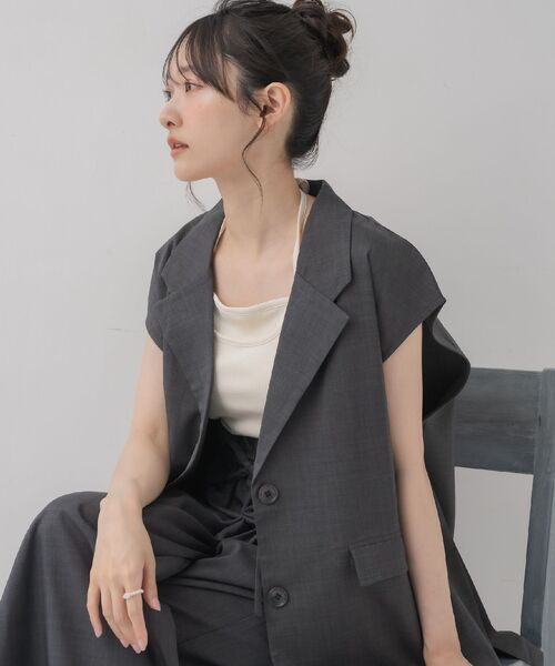 RETRO GIRL（レトロガール）の「テーラードベスト（ベスト・レディース・ナチュラル/ダークグレー/ベージュ・FREE）」の5枚目の写真