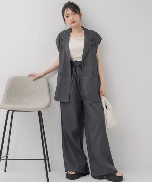 RETRO GIRL（レトロガール）の「テーラードベスト（ベスト・レディース・ナチュラル/ダークグレー/ベージュ・FREE）」の6枚目の写真