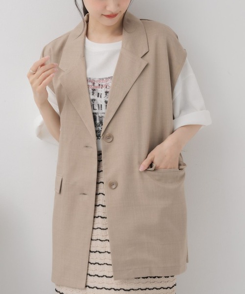 RETRO GIRL（レトロガール）の「テーラードベスト（ベスト・レディース・ナチュラル/ダークグレー/ベージュ・FREE）」の3枚目の写真