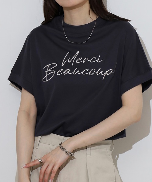 EGLANTINE(エグランティーヌ)の「EGLANTINE ロゴ半袖Tシャツ【日本製】(Tシャツ/カットソー・レディース・チャコールグレー/ダークグリーン/グレイッシュベージュ/ローズ/ライトグリーン・40)」の22枚目の写真