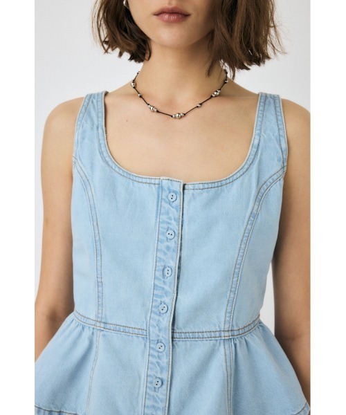 moussyビスチェ セール】【セットアップ対応】SQUARE NECK DENIM ビスチェ