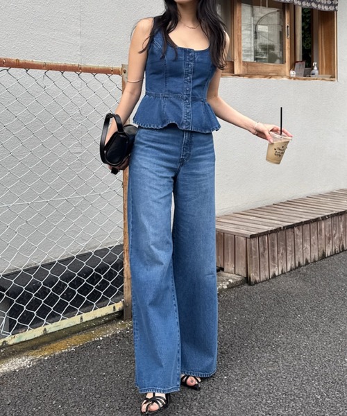 セットアップ対応】SQUARE NECK DENIM ビスチェ（その他トップス